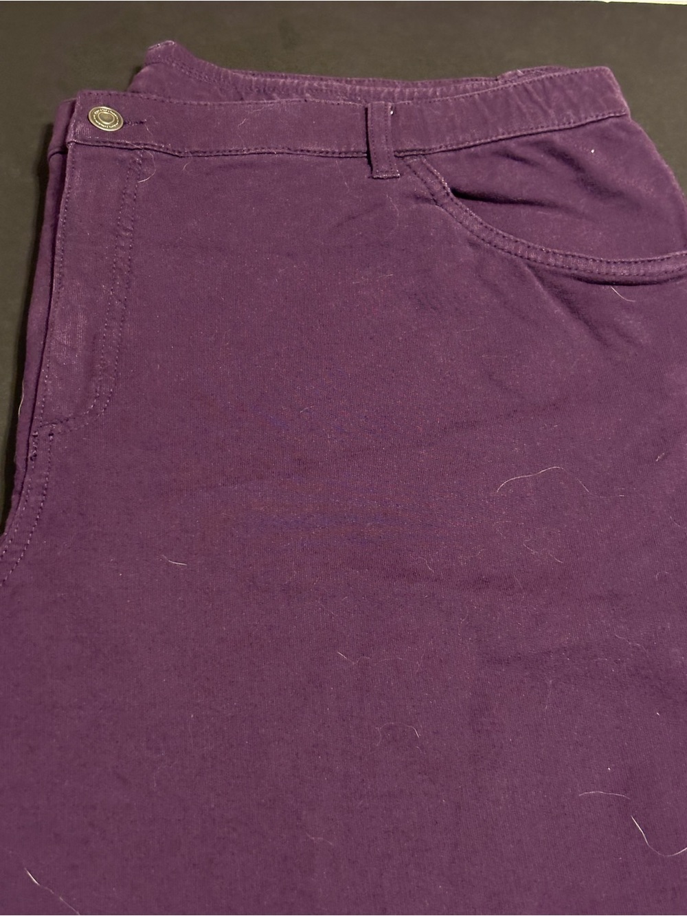 Denim & Co. Women's Plus 22WT Purple French Terry Straight Leg Stretch Pants